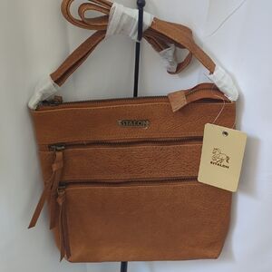 Estalon Cognac Leather Crossbody Bag NWT